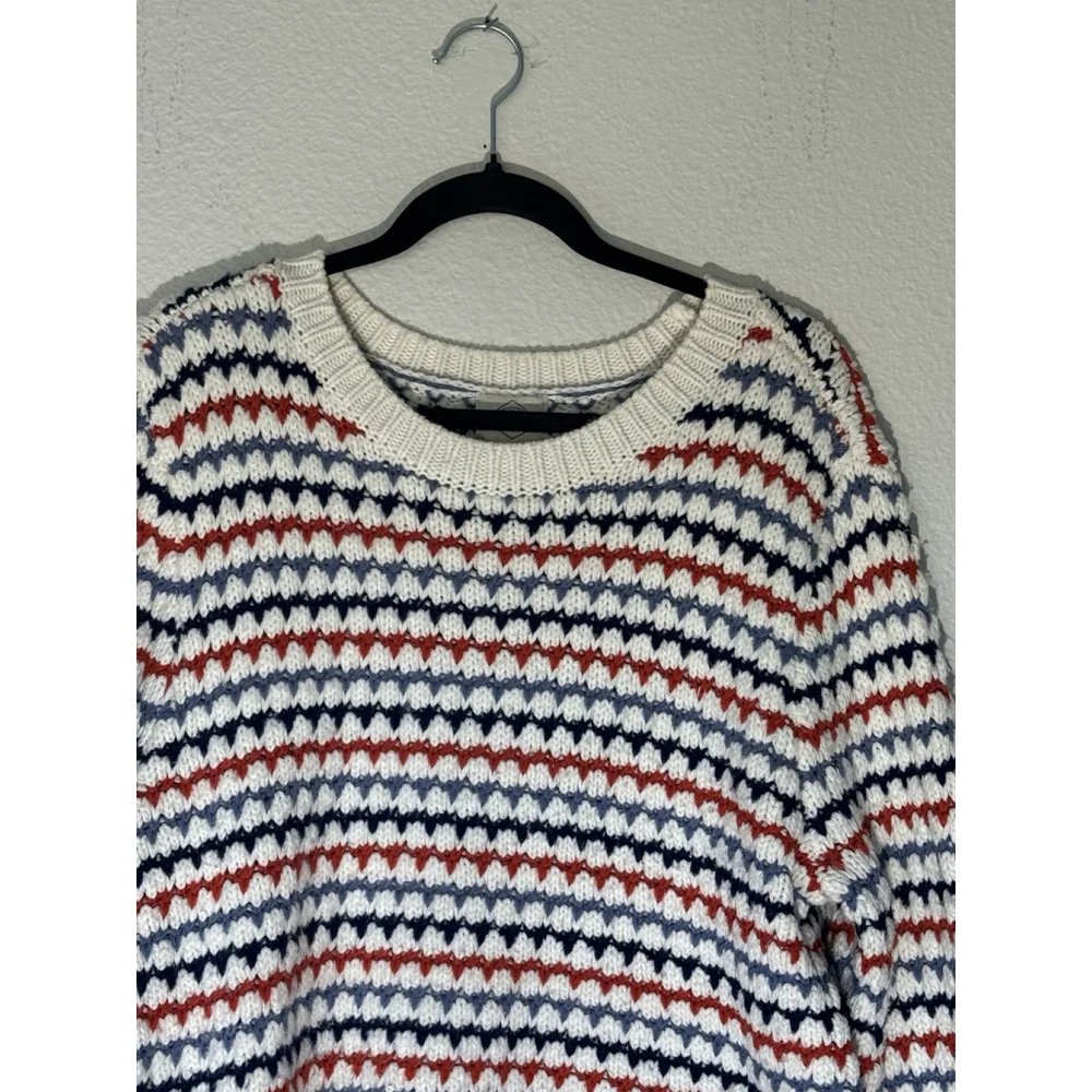 St. John’s Bay Chunky Knit Sweater XL Multicolored Striped Grandpa Style Retro - Picture 3 of 8